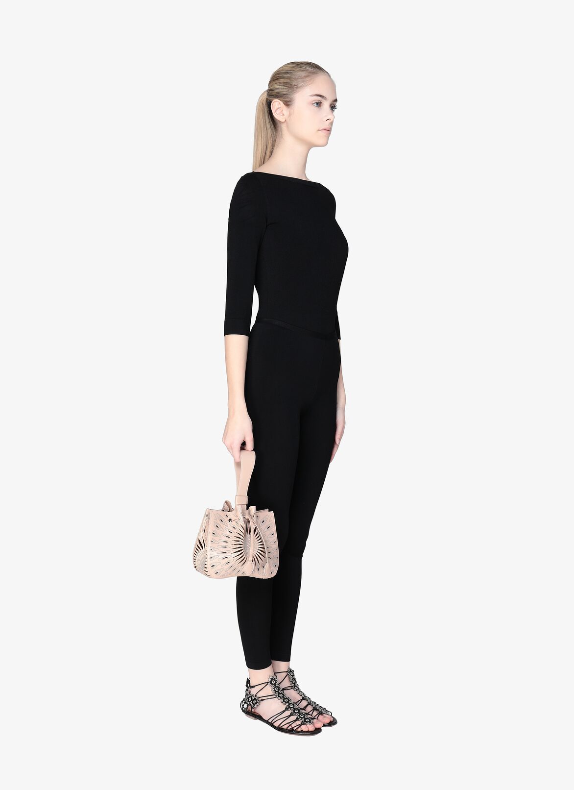 ROSE-MARIE CUIR LUX CERAMIQUE SAND ALAÏA SANDY  ROSE-MARIE CUIR LUX CERAMIQUE SAND